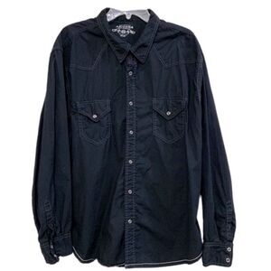 ARIZONA Shirt Men’s XXL Black Western Pearl Snap Pockets 100% Cotton Cowboy.